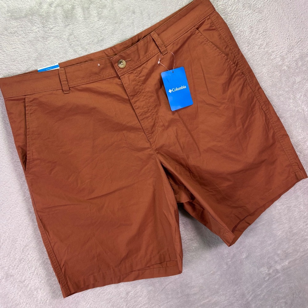 Columbia Mens Washed Out Short Size 38 Rust Orange Cotton 8 Inch Inseam AM4471